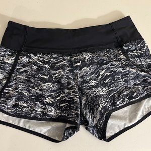 Lulu Lemon Black & White 'Waves' Athletic Shorts